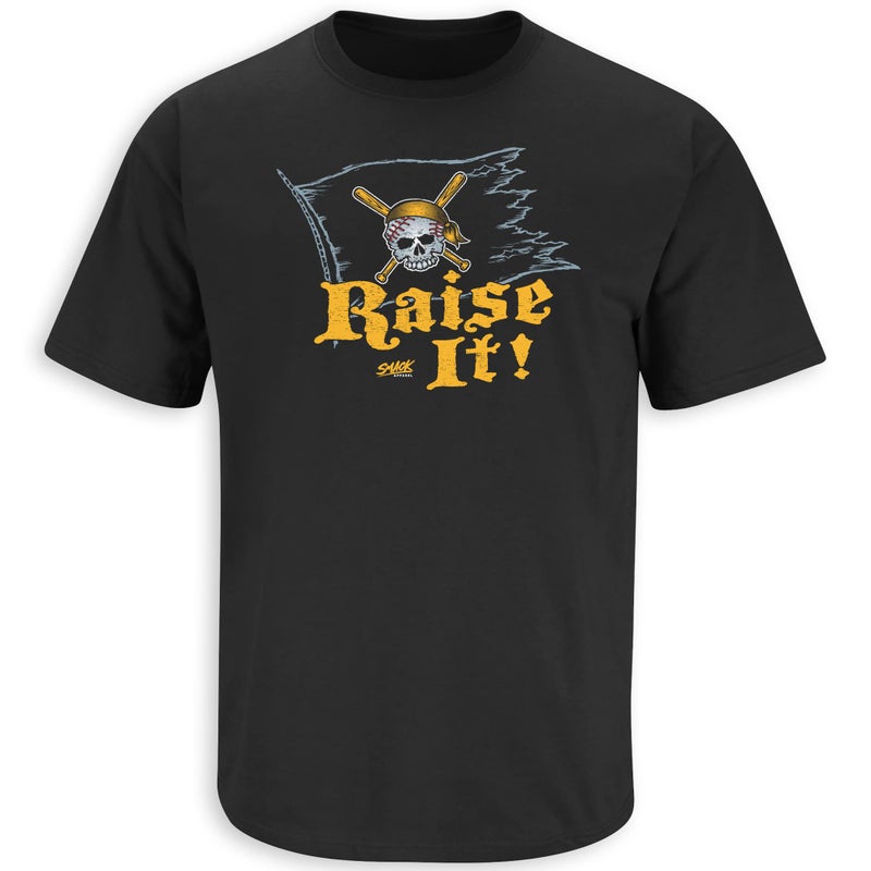 Smack Apparel Raise It! T-Shirt for Pittsburgh Baseball Fans (SM-5XL) (Black Short Sleeve, 3X-Large) - Image 1